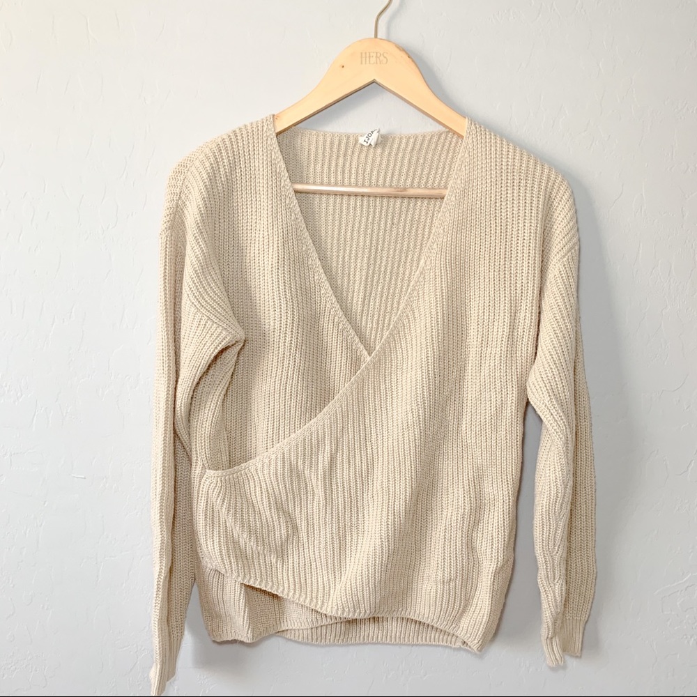 IJOAH beige knitted wrapped sweater size S